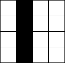 A 4x4 image with a vertical black line in the second column